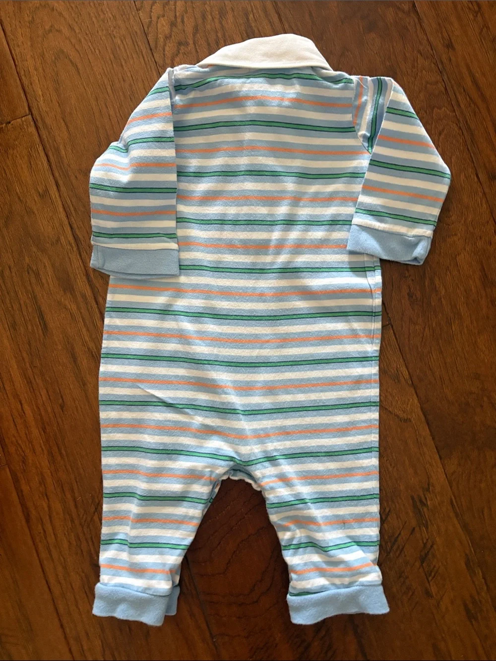 Ralph Lauren Striped Polo One-Piece in Light Blue, White, Green, Orange